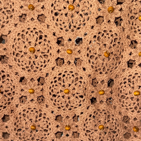 Zara Terracotta Crochet Tie-Front Vest with Wooden Beads - Picture 4 of 6